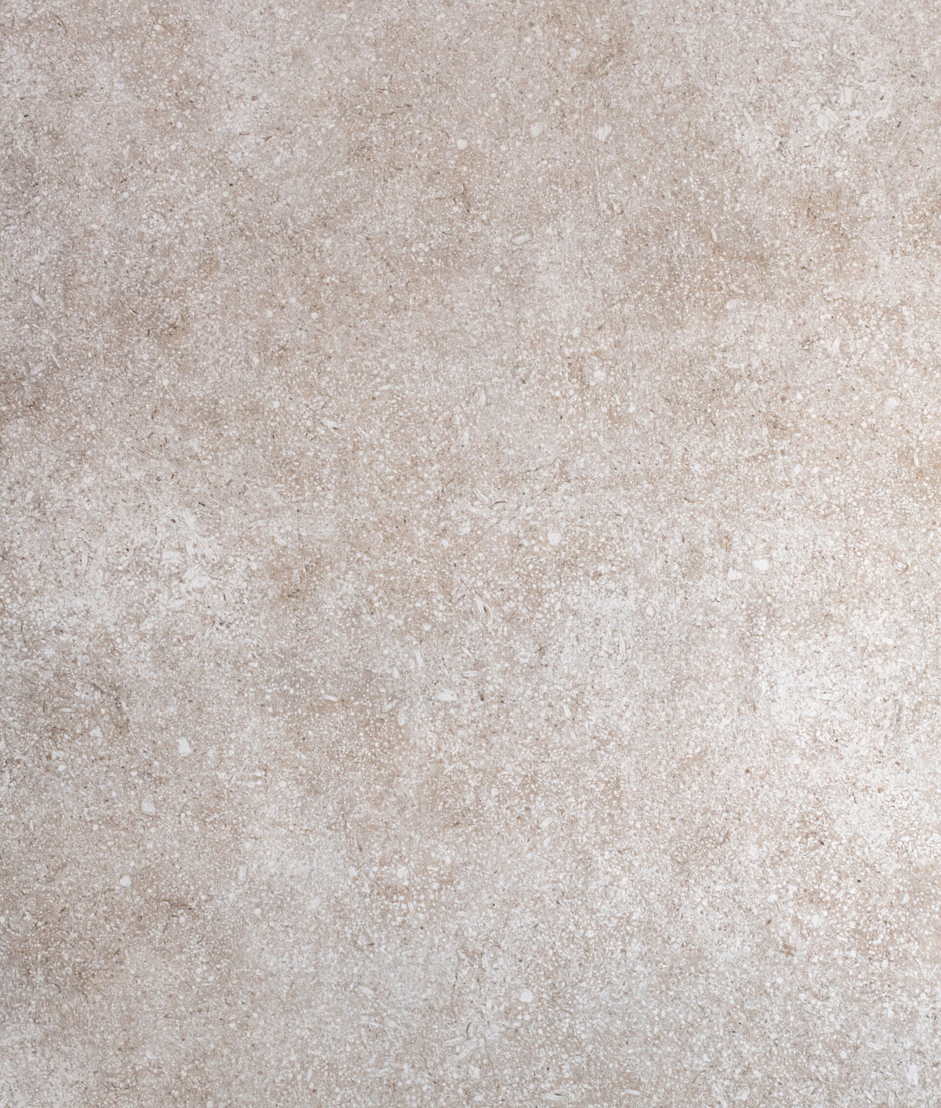 Detailaufnahme einer beigefarbenen Bodenfliese mit rauer, leicht melierter Textur und subtilen Farbunterschieden im Material.